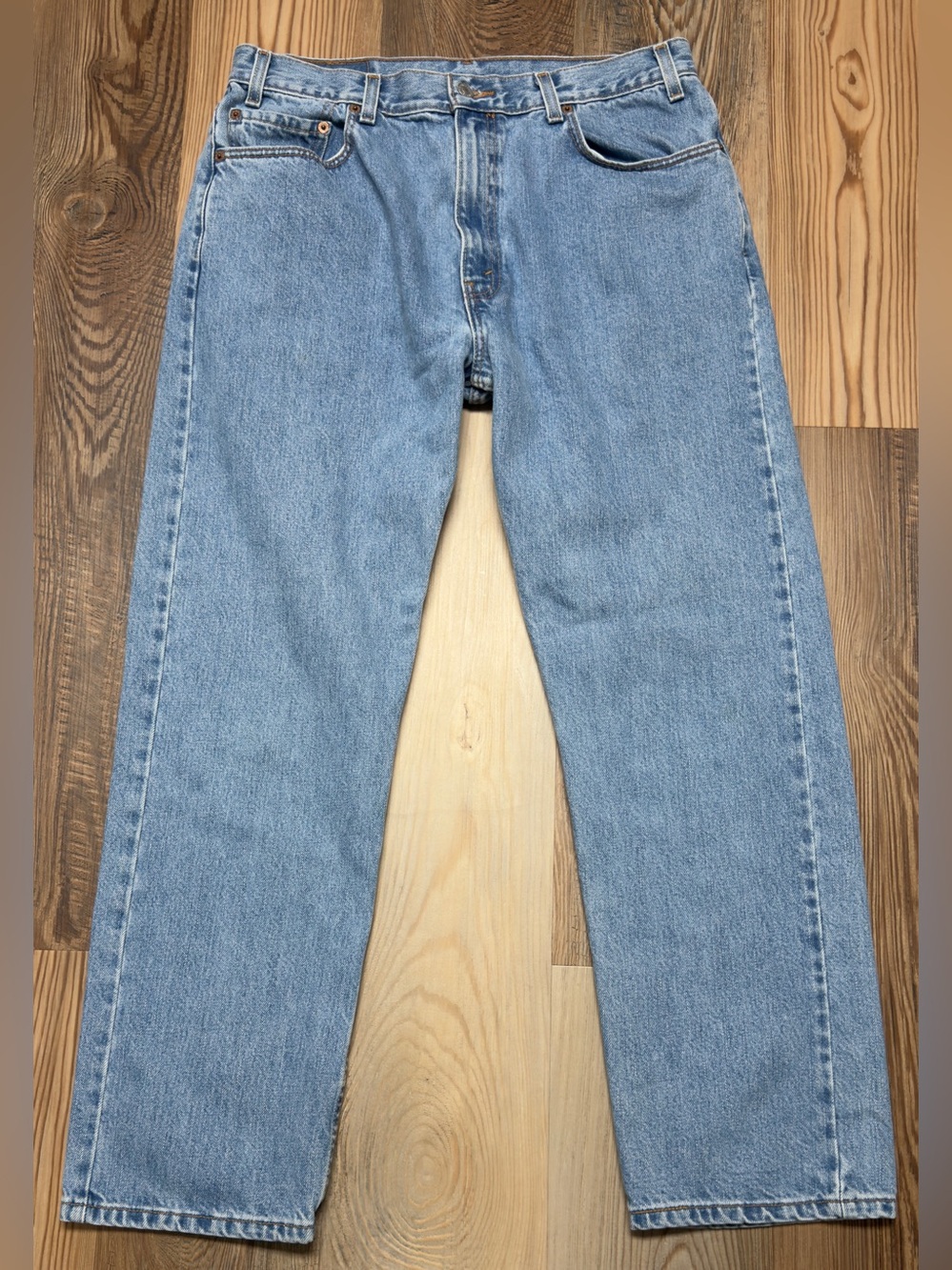 Levi's 505 Regular Fit Straight Leg Jeans Light Stonewash Blue Denim 36 x 30